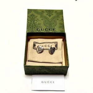 Gucci Blind for Love Heart Stud Earrings - Sterling Silver 925 - Full Set